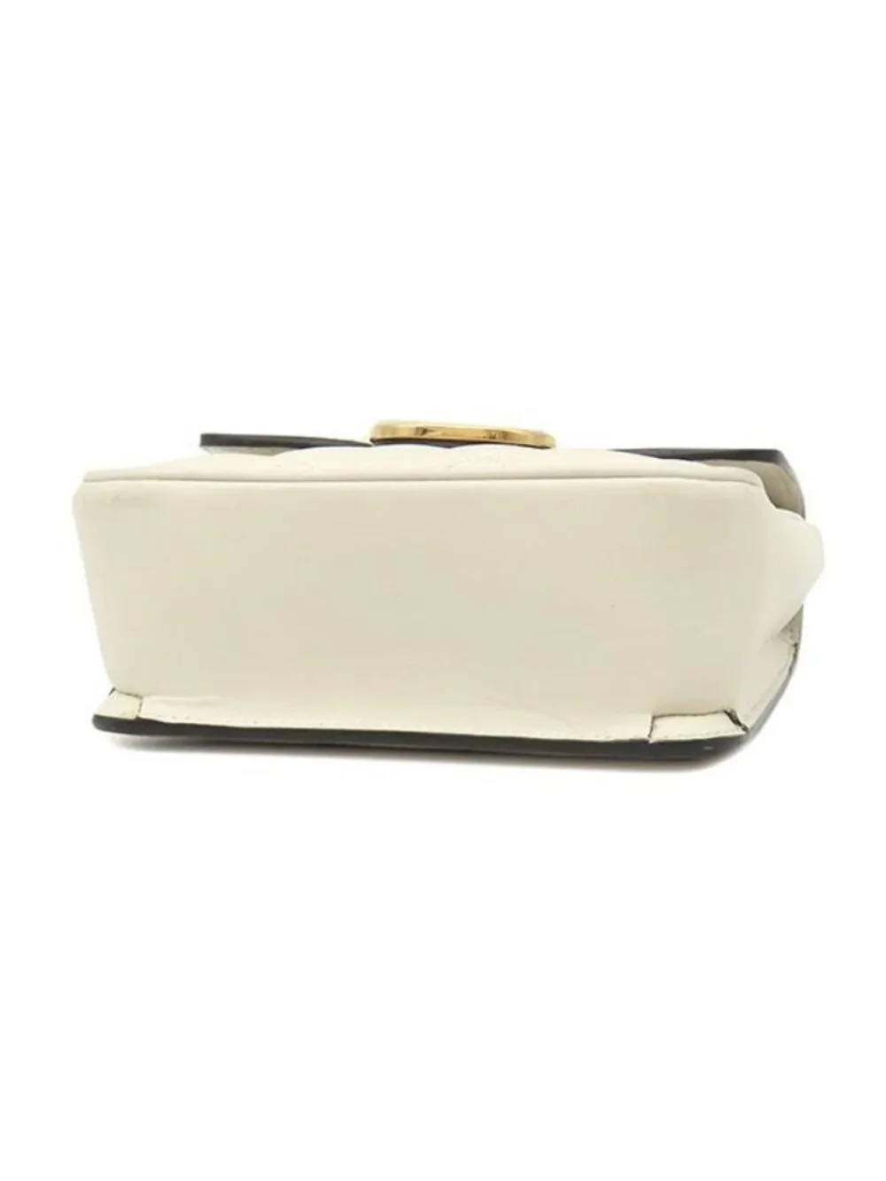 Gucci 2-Way Bag Deco Leather Chain Shoulder Ivory Gold White Silver